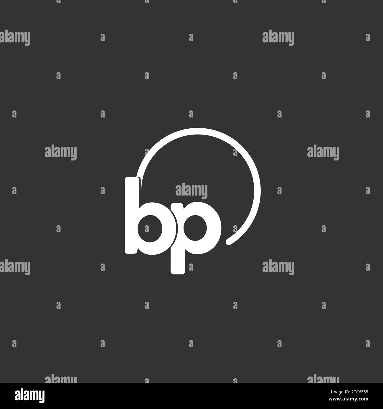 Logo iniziale BP con grafica vettoriale a cerchio arrotondato Illustrazione Vettoriale
