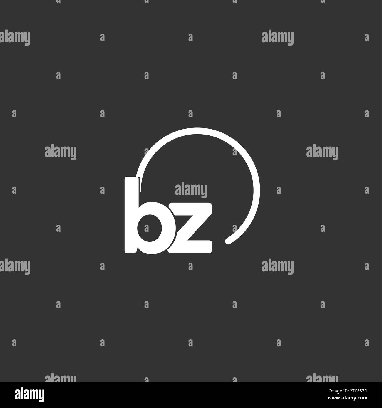 Logo iniziale BZ con grafica vettoriale circolare arrotondata Illustrazione Vettoriale