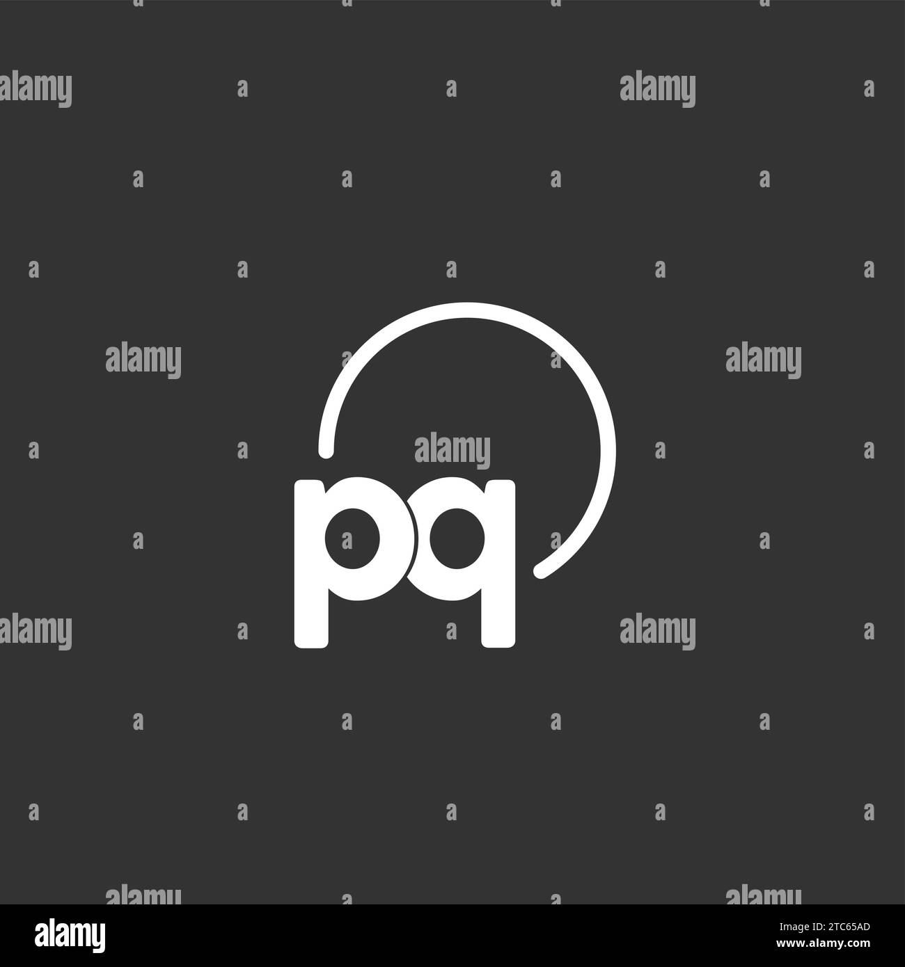 Logo PQ iniziale con grafica vettoriale circolare arrotondata Illustrazione Vettoriale