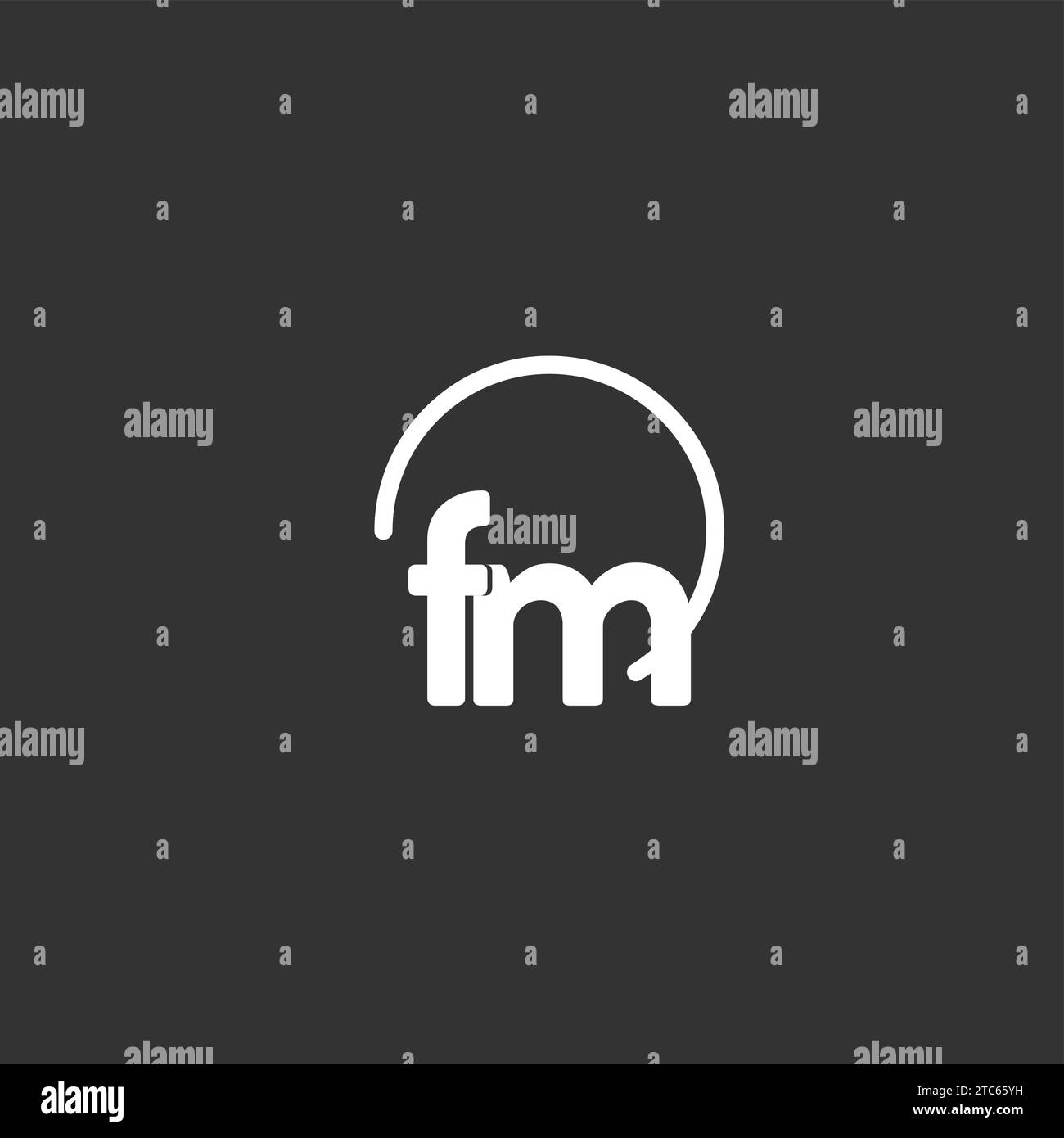 Logo iniziale FM con grafica vettoriale circolare arrotondata Illustrazione Vettoriale