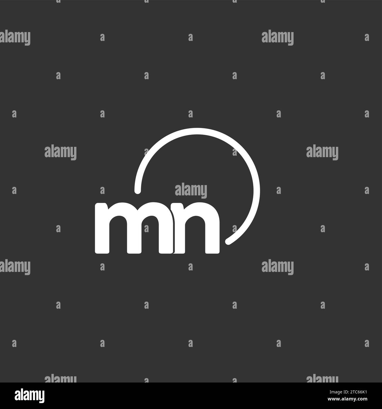 Logo iniziale MN con grafica vettoriale a cerchio arrotondato Illustrazione Vettoriale