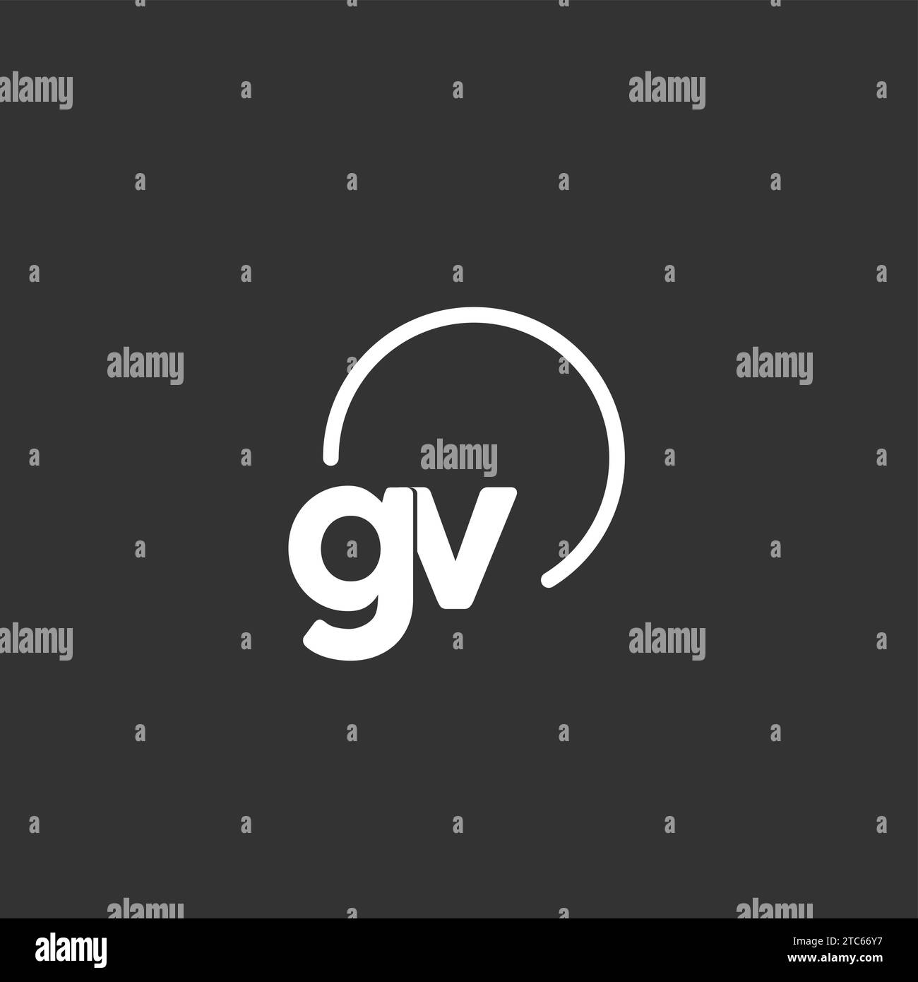 Logo iniziale GV con grafica vettoriale circolare arrotondata Illustrazione Vettoriale