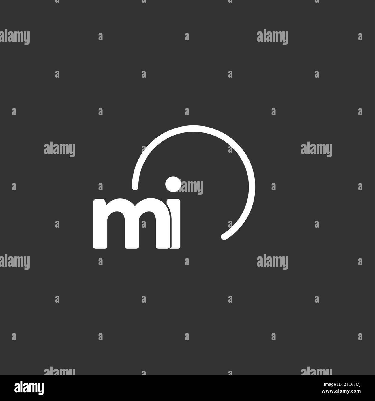 Logo iniziale MI con grafica vettoriale circolare arrotondata Illustrazione Vettoriale