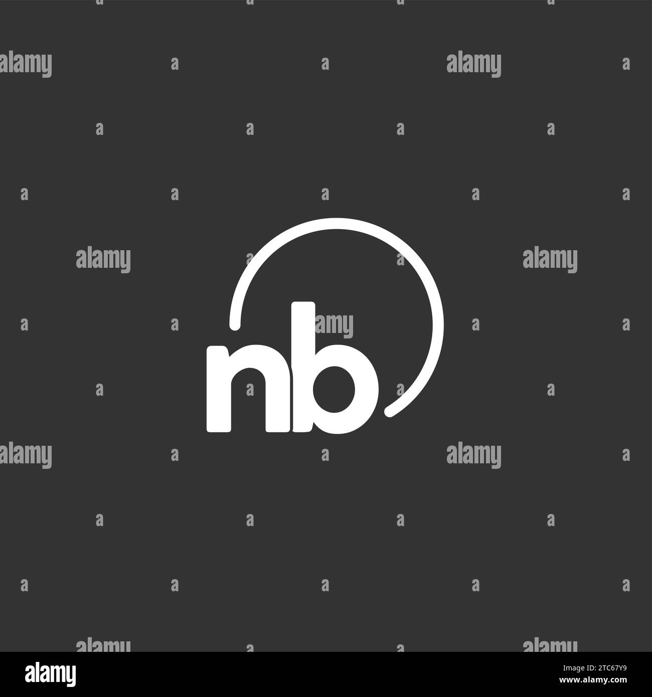 NB logo iniziale con grafica vettoriale circolare arrotondata Illustrazione Vettoriale