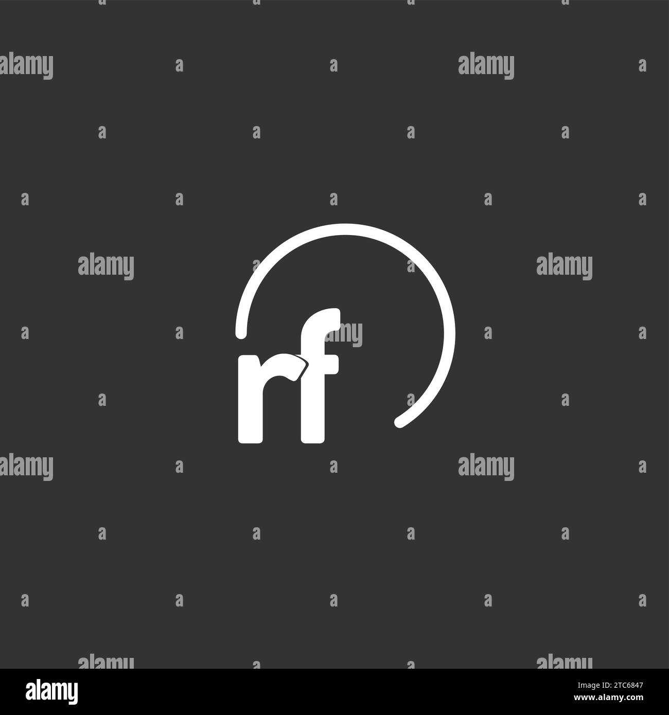 Logo iniziale RF con grafica vettoriale a cerchio arrotondato Illustrazione Vettoriale