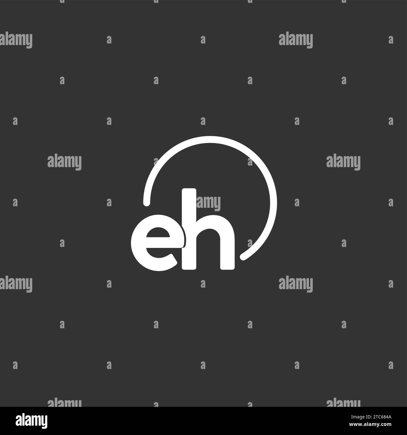 Logo iniziale EH con grafica vettoriale circolare arrotondata Illustrazione Vettoriale