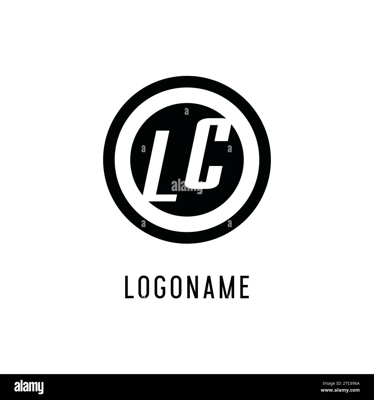 Logo LC iniziale con linea circolare concentrica, grafica vettoriale con logo monogramma semplice e pulito Illustrazione Vettoriale