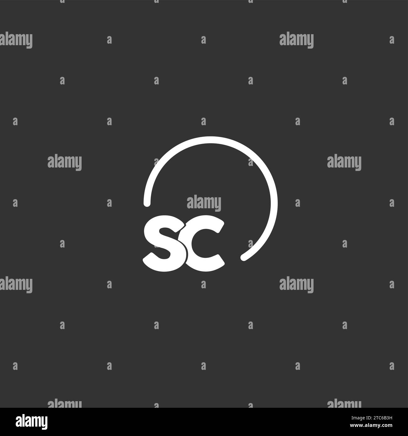 Logo iniziale SC con grafica vettoriale circolare arrotondata Illustrazione Vettoriale