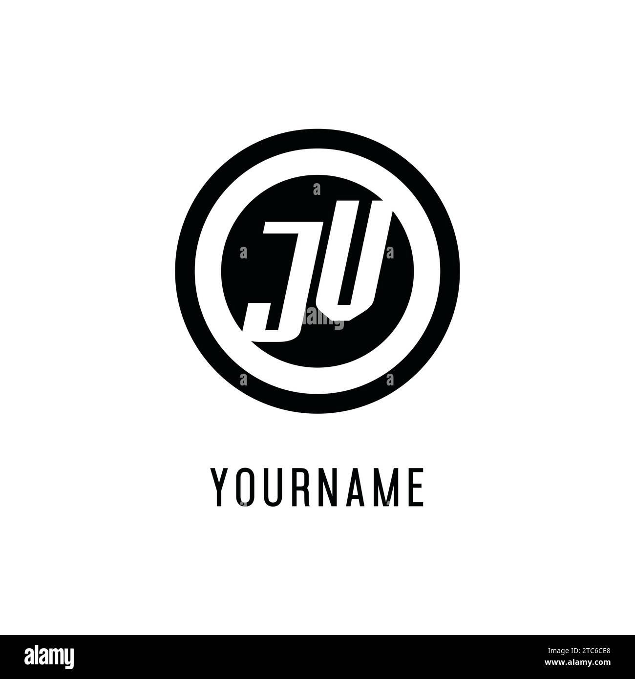 Logo JV iniziale con linea circolare concentrica, monogramma semplice e pulito grafica vettoriale stile logo Illustrazione Vettoriale