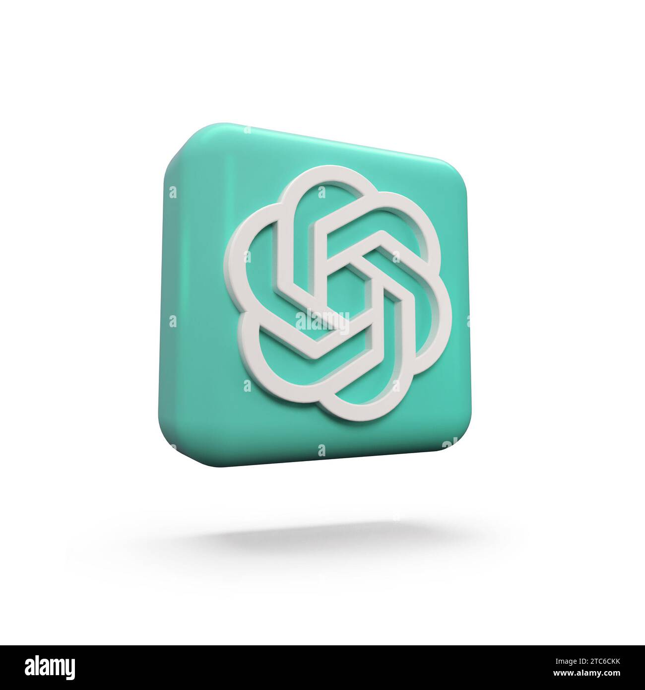 Madrid, Spagna - dicembre 2023: Logo OpenAI, ai chatbot, ChatGPT su sfondo verde. Logo Chatgpt. Rendering 3D. Foto Stock