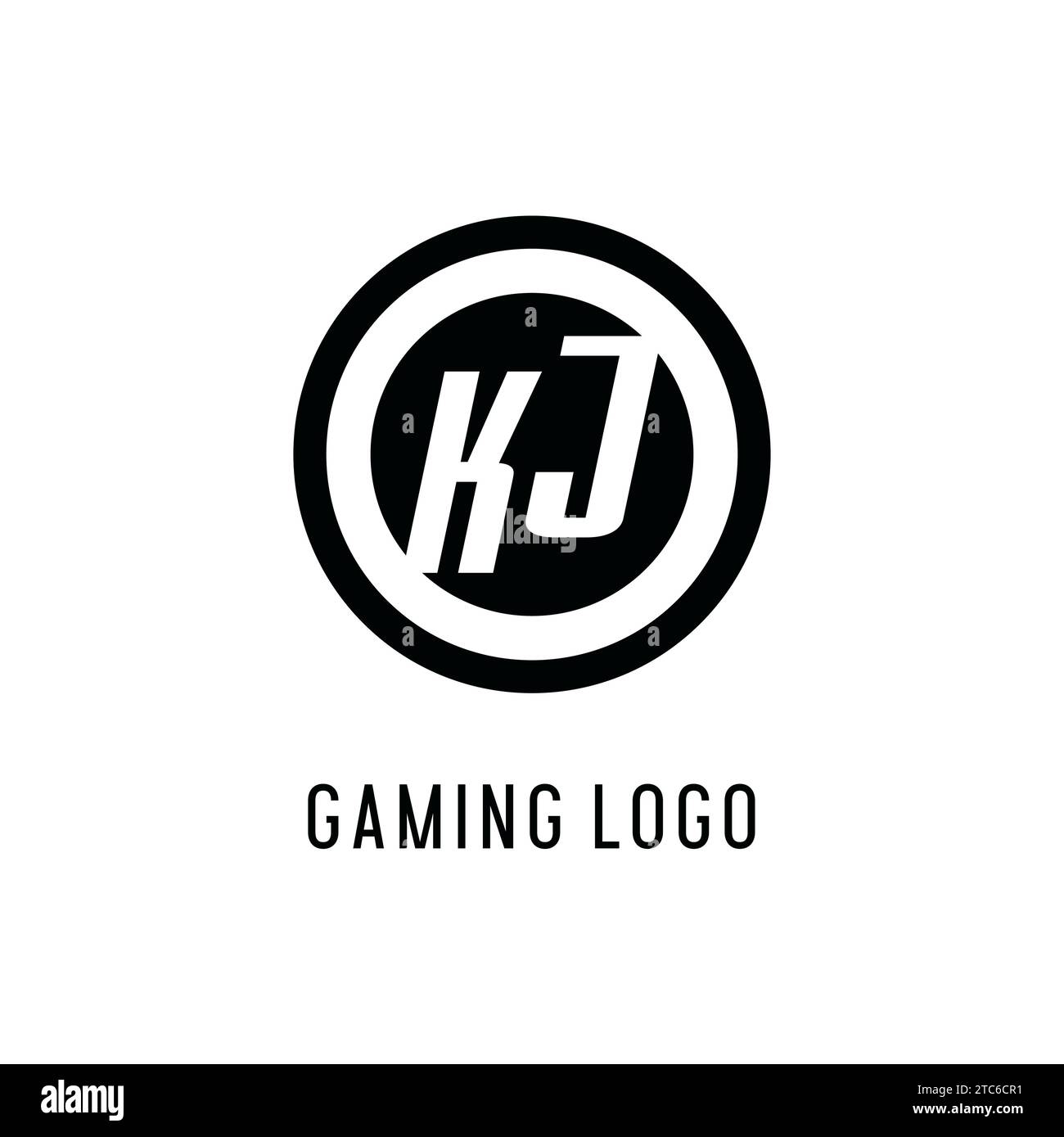 Logo KJ iniziale con linea circolare concentrica, grafica vettoriale con logo monogramma semplice e pulito Illustrazione Vettoriale