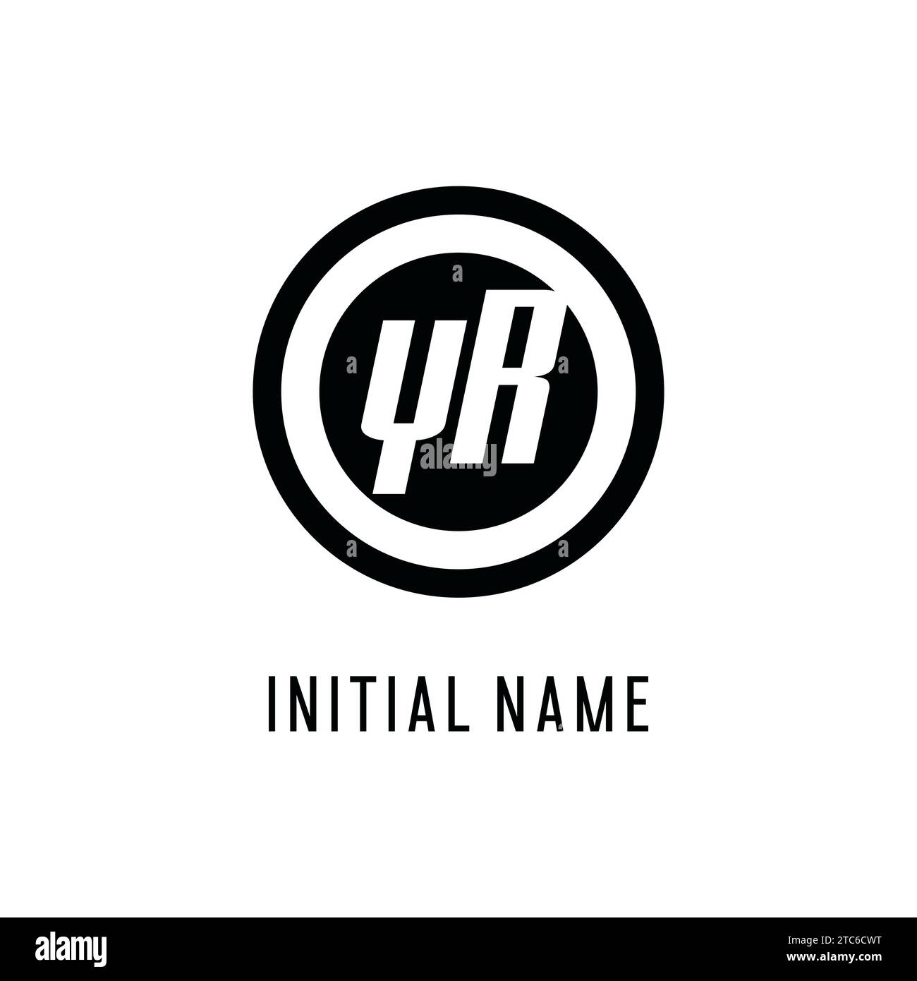 Logo YR iniziale linea circolare concentrica, monogramma semplice e pulito grafica vettoriale stile logo Illustrazione Vettoriale