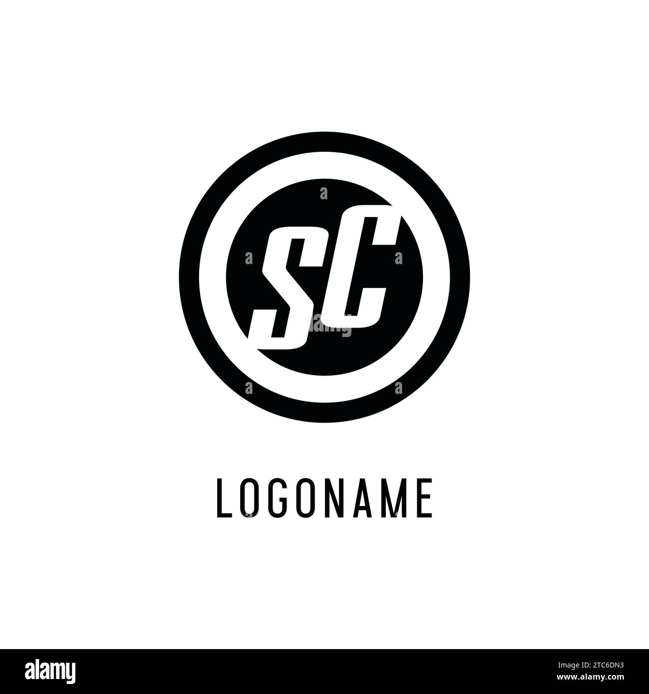 Logo SC iniziale, linea circolare concentrica, monogramma semplice e pulito grafica vettoriale stile logo Illustrazione Vettoriale