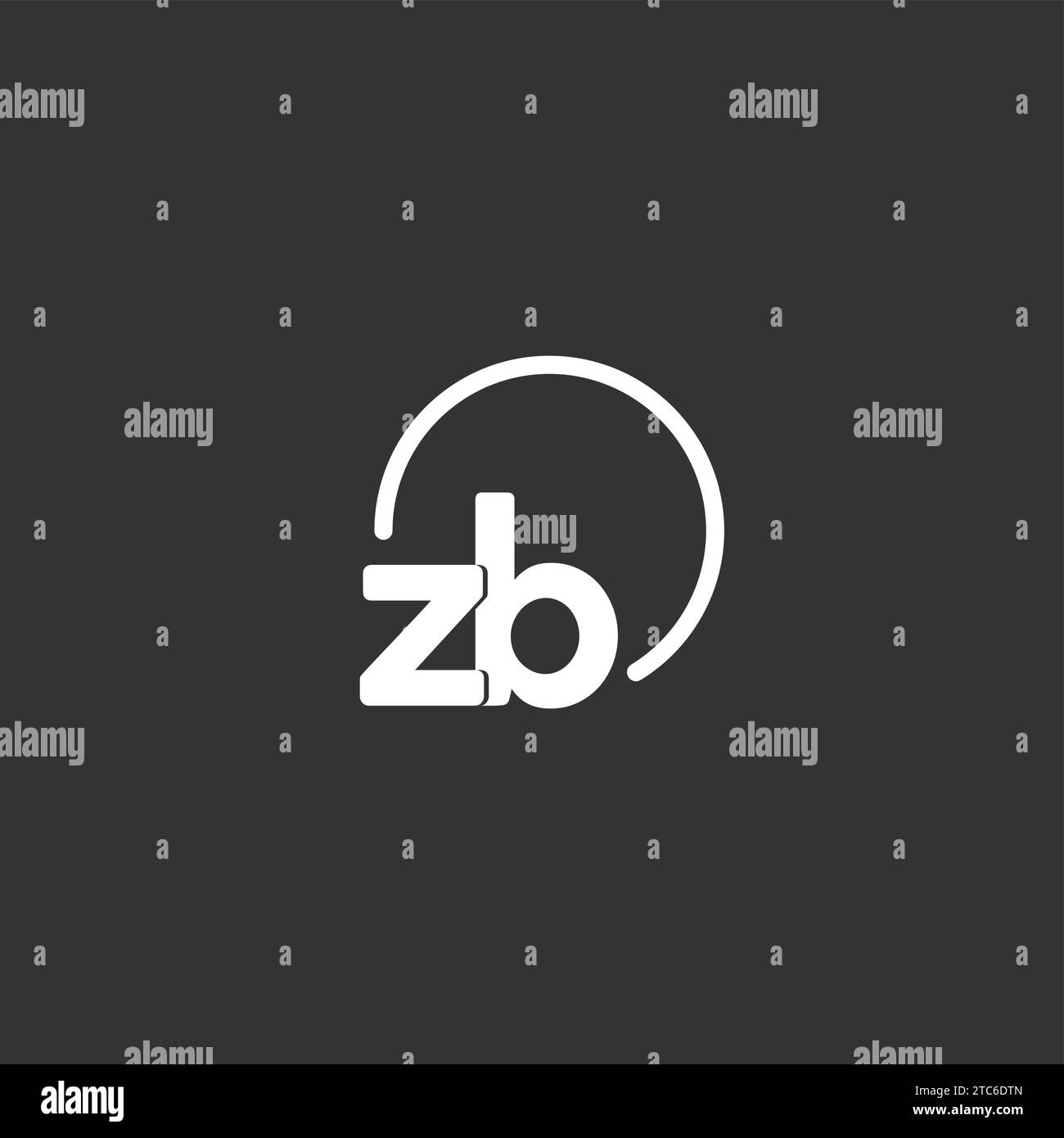 Logo iniziale ZB con grafica vettoriale circolare arrotondata Illustrazione Vettoriale