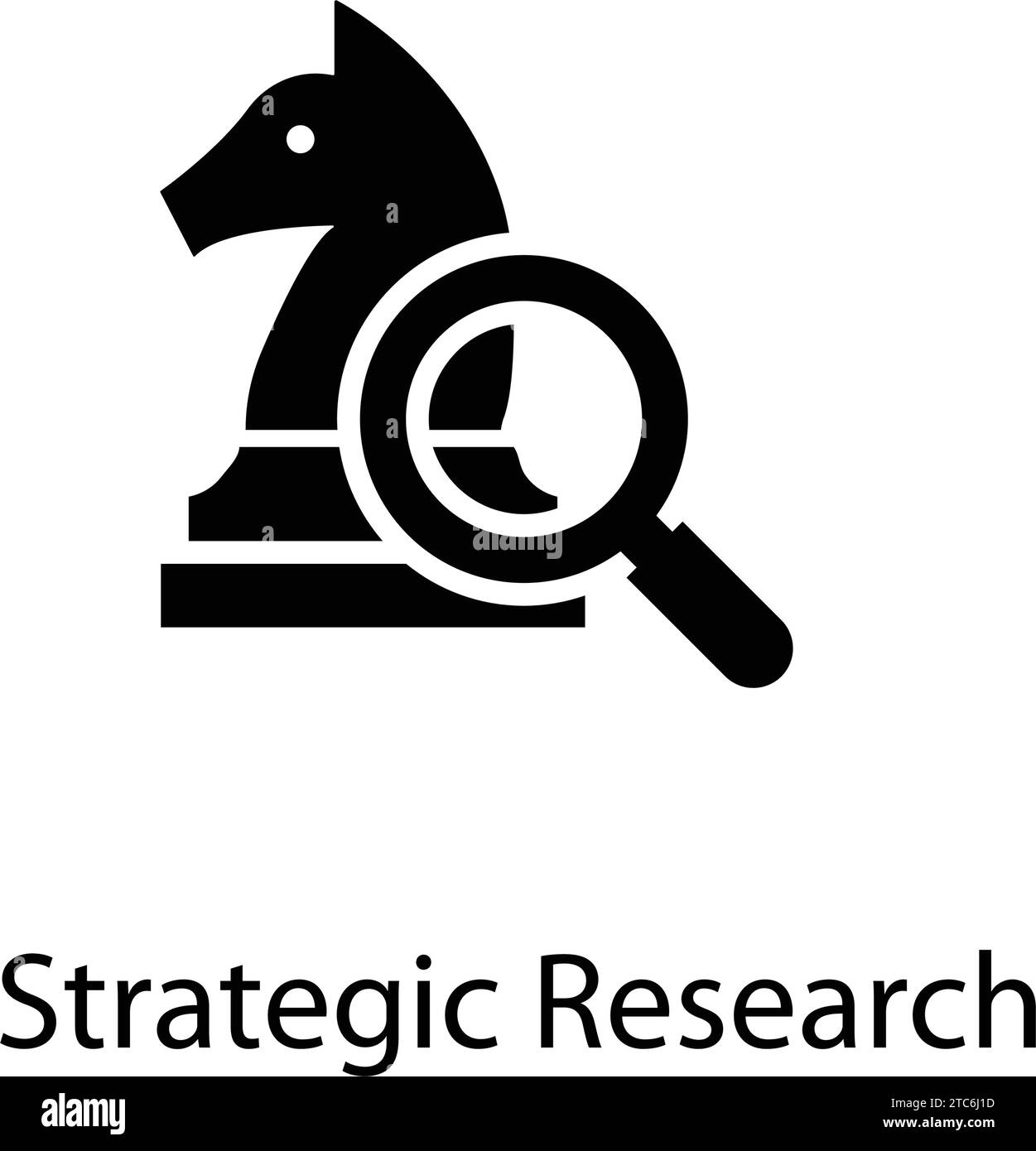 ricerca strategica, icona a forma di lente d'ingrandimento isolata, marketing, pianificazione Illustrazione Vettoriale