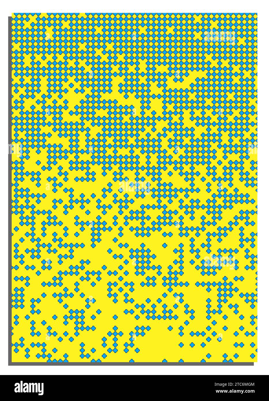 Sfondo astratto verticale giallo con pixel blu, copertina, frontespizio della presentazione, report, album in formato A4. Layout del modello per la progettazione di pri Illustrazione Vettoriale