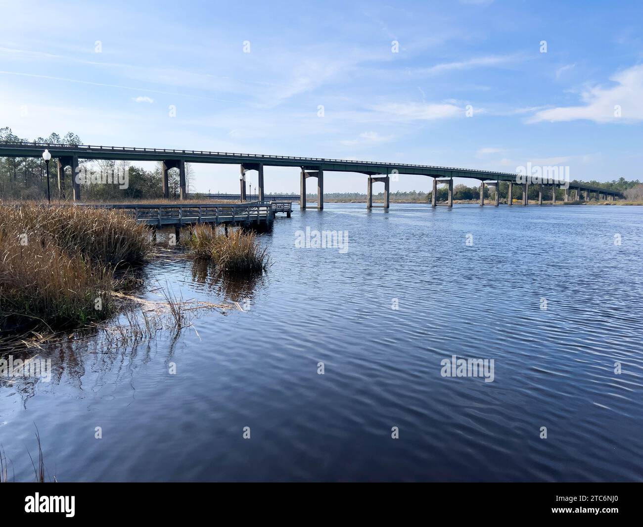 Il fiume Satilla in una splendida giornata di sole vicino Woodbine, Georgia, negli Stati Uniti. Foto Stock