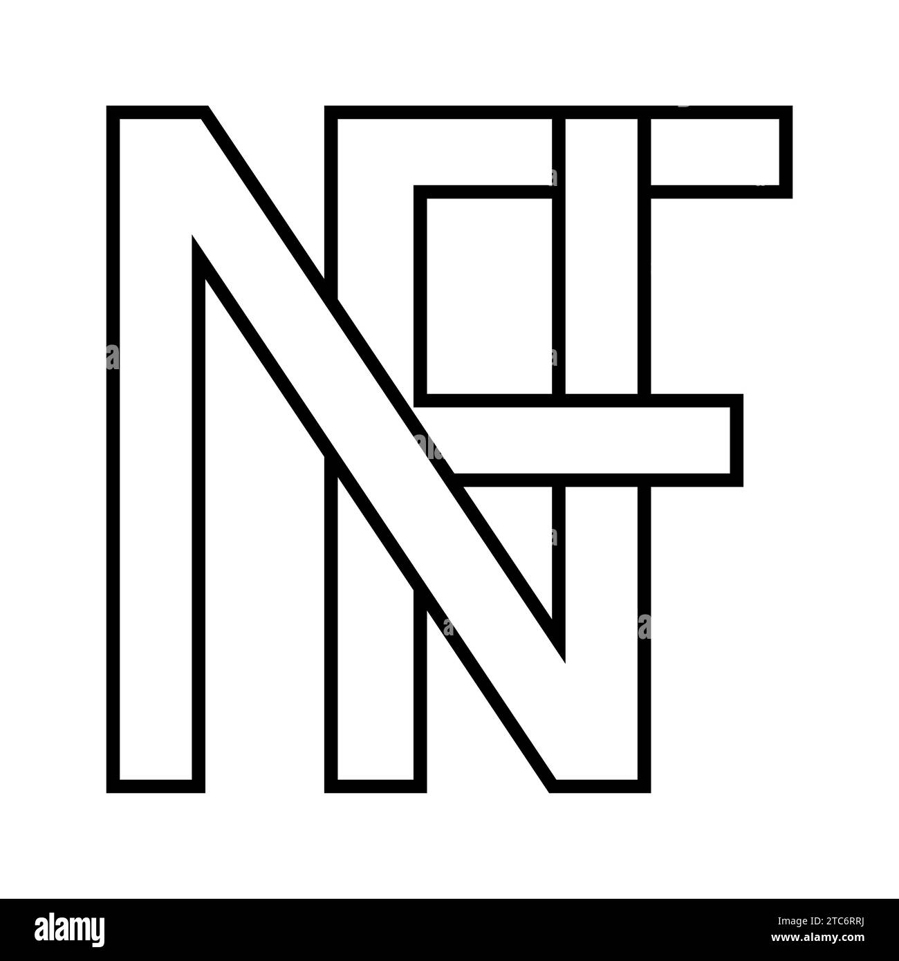 Simbolo del logo nf FN, logotipo a doppia lettera n f Illustrazione Vettoriale