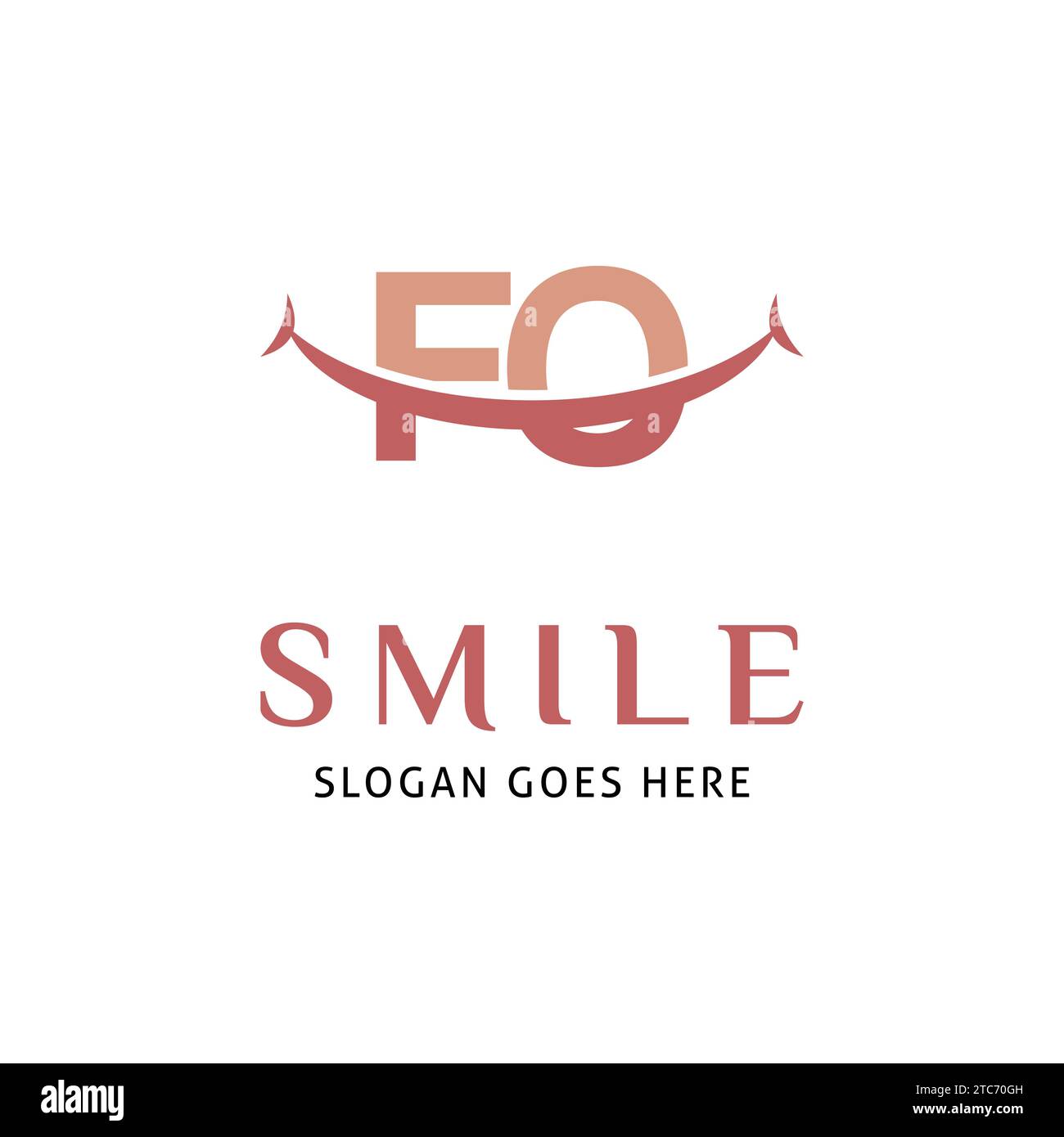 Lettera iniziale icona FO Smile Logo vettore modello illustrazione disegno Illustrazione Vettoriale