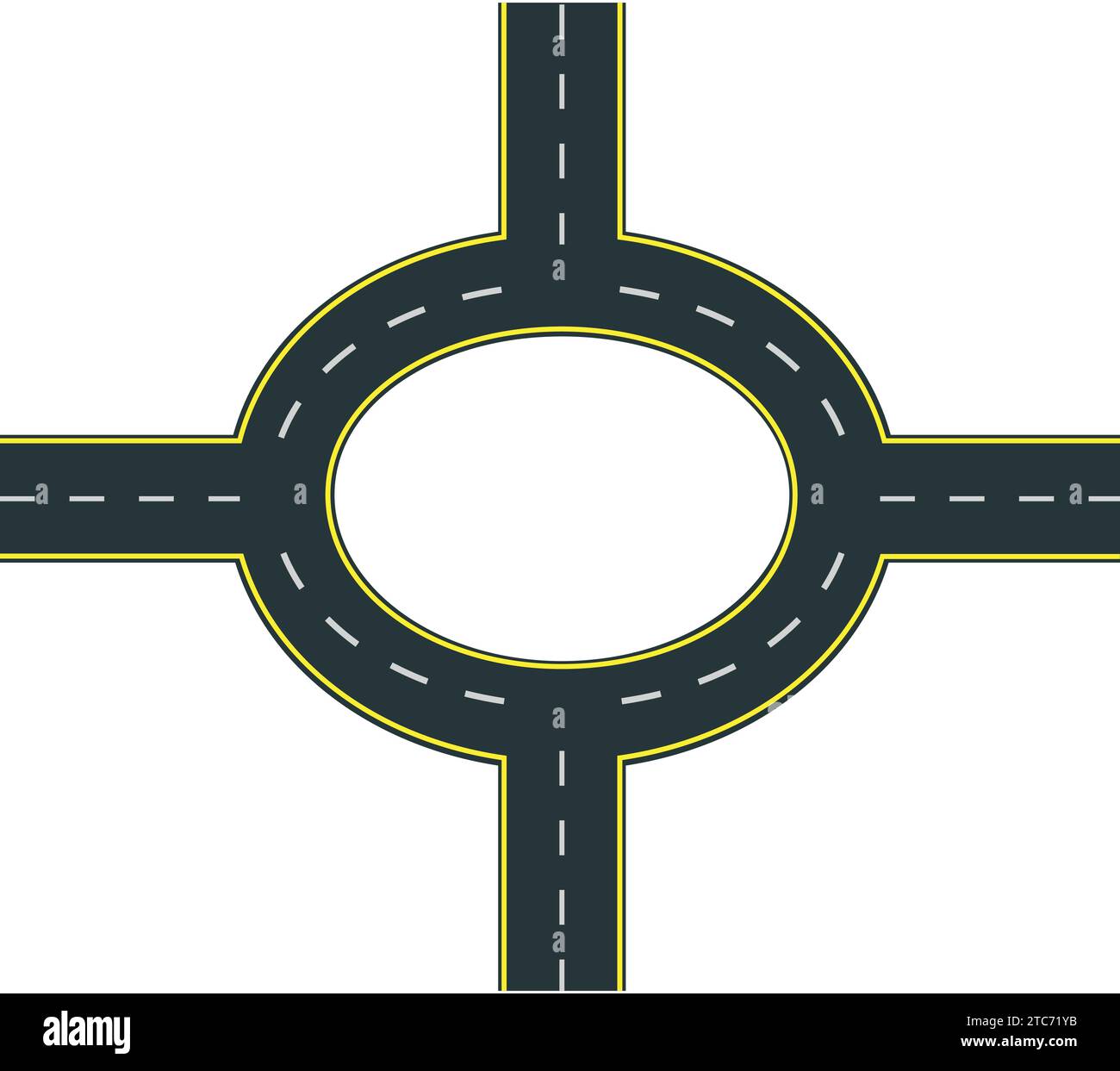 Circonferenza stradale asfaltata tangenziale segnaletica stradale vettoriale. Illustrazione Vettoriale