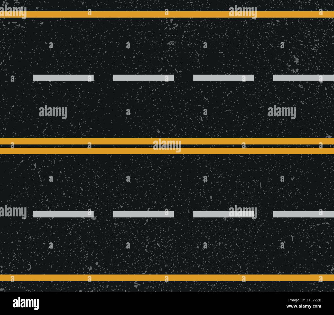 Struttura stradale asfaltata con segnaletica stradale, strada asfaltata con strisce divisorie illustrazione vettoriale. Illustrazione Vettoriale