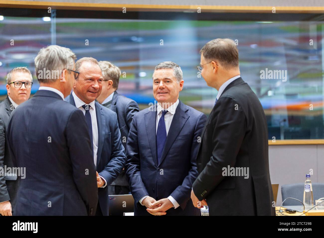 Bruxelles, Belgio. 7 dicembre 2023. © Nicolas Landemard/le Pictorium/MAXPPP - Bruxelles 07/12/2023 Les ministres de finances europeens se reunissaient ce jour dans le cadre de l'Eurogroupe. Credito: MAXPPP/Alamy Live News Foto Stock