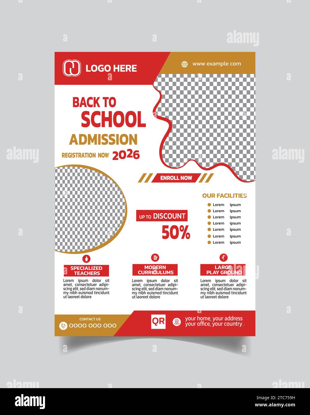 Volantino scolastico di ingresso o opuscolo di ingresso per bambini modello A4 Illustrazione Vettoriale