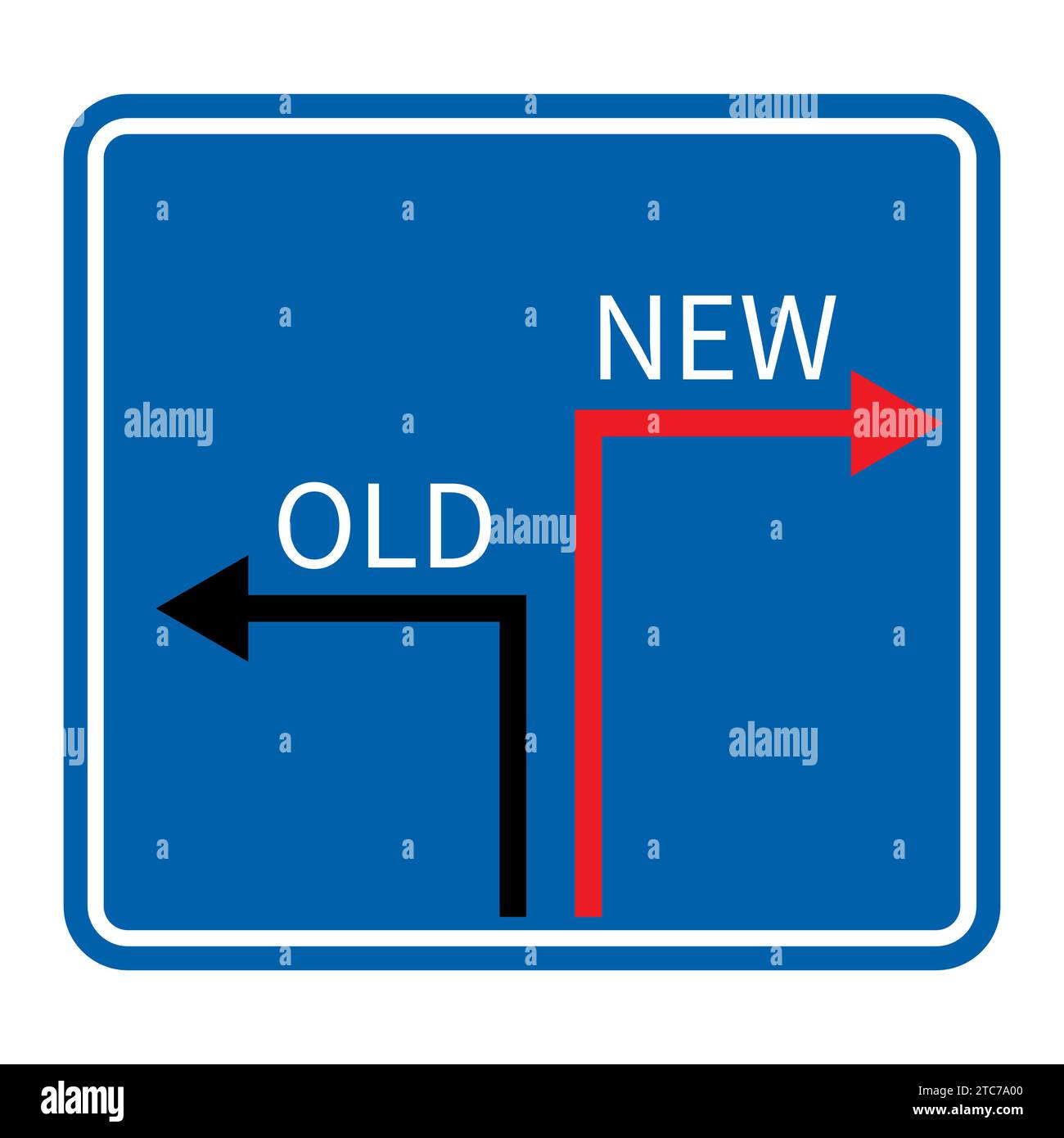 Indicazione delle frecce della strada vecchia e della strada nuova. Illustrazione vettoriale isolata su sfondo bianco Illustrazione Vettoriale