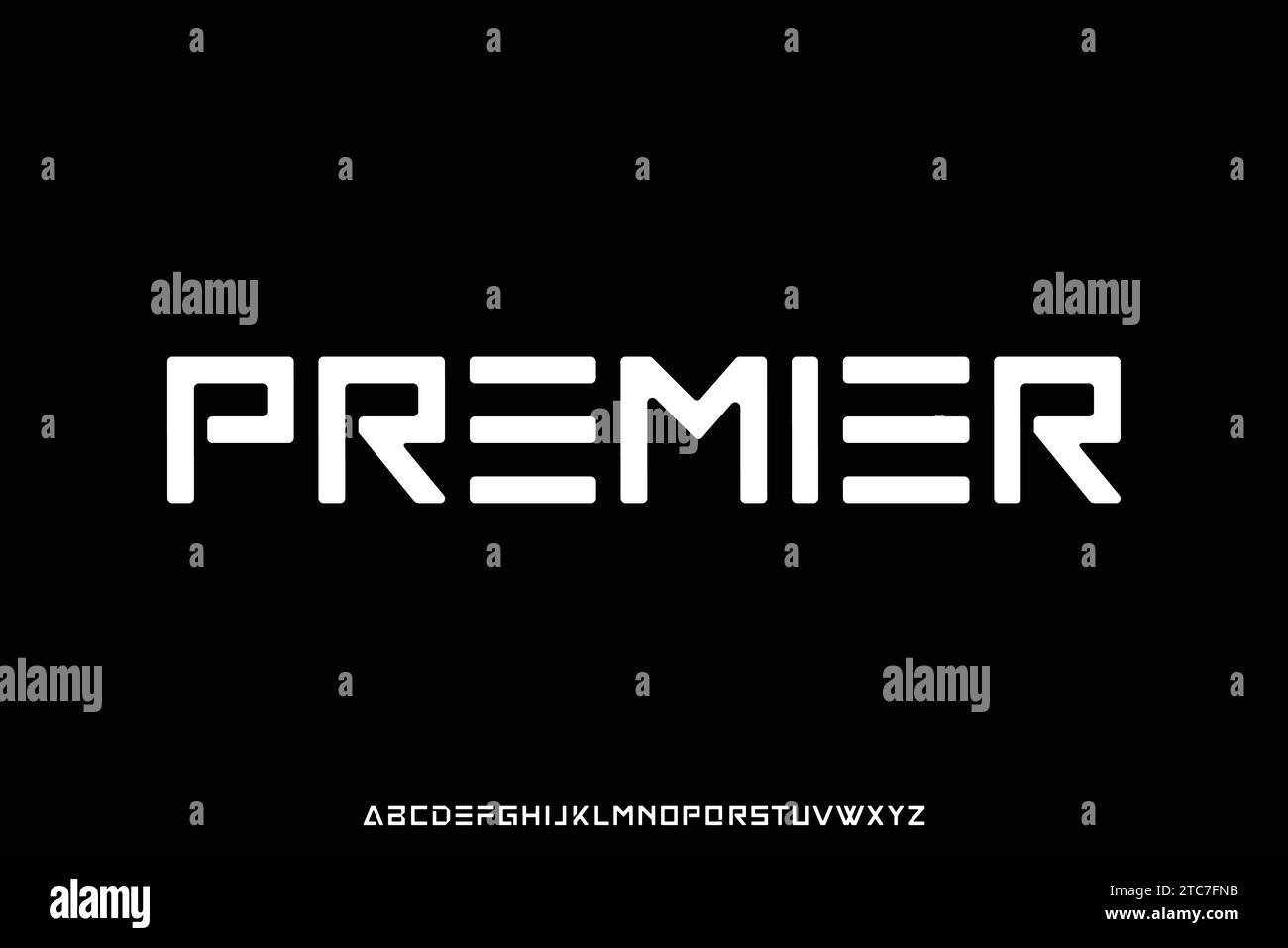 Moderno vettore di caratteri visualizzati con caratteri alfabetici soft edge. Stile tipografico con tecnologia geometrica Illustrazione Vettoriale