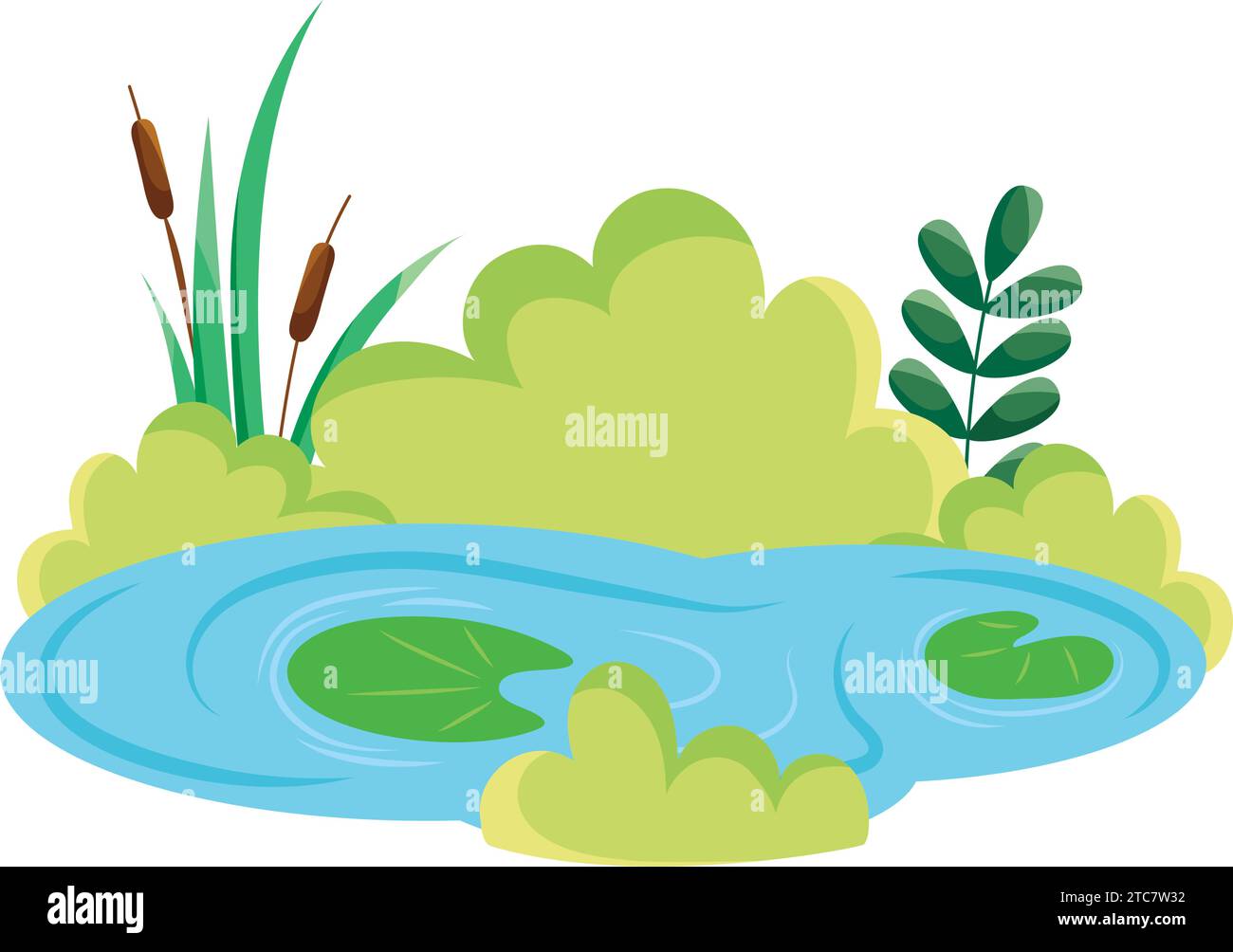 palude con illustrazione delle piante Illustrazione Vettoriale