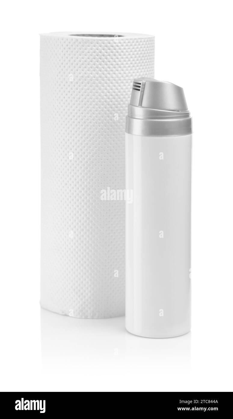 Biberon e asciugamano bianchi Foto Stock