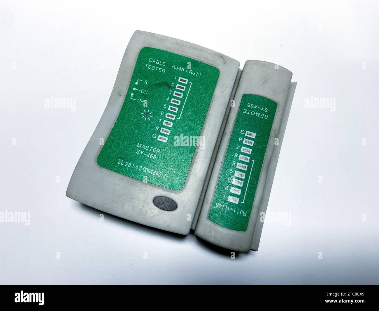 Strumento di misura per rete per cavo tester LAN rete Ethernet RJ45 RJ11 Foto Stock