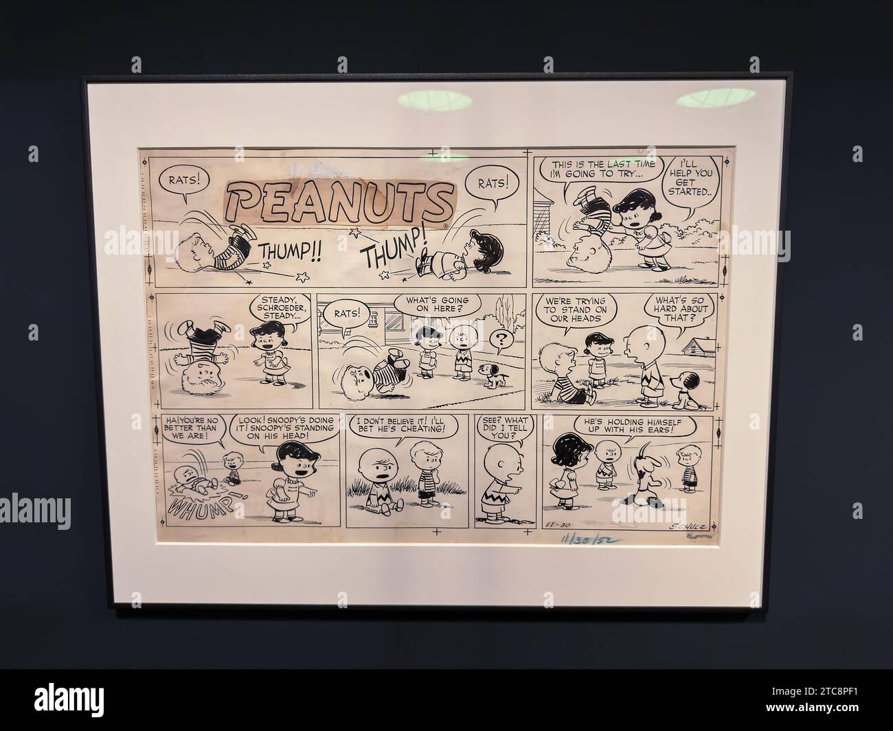 Peanuts di Charles M. Schulz. La mostra "Comic, Dreams and History" al CaixaForum propone un tour di alcuni dei migliori fumetti della storia e delle immersioni Foto Stock