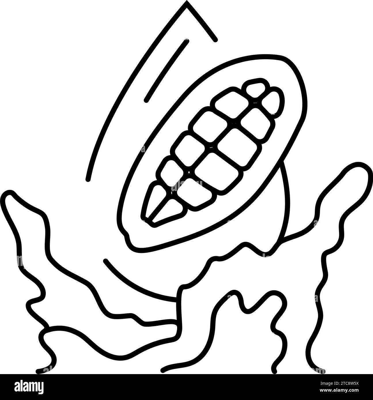 illustrazione vettoriale dell'icona della linea gialla liquida del burro di cacao Illustrazione Vettoriale