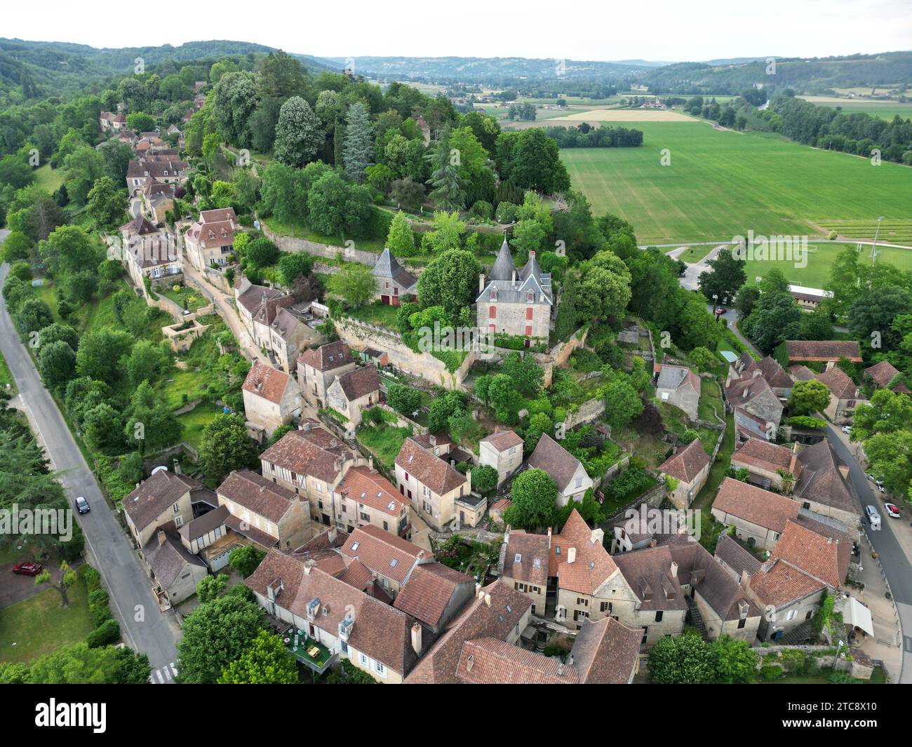 Limeuil villaggio Dordogne Francia drone, aereo Foto Stock