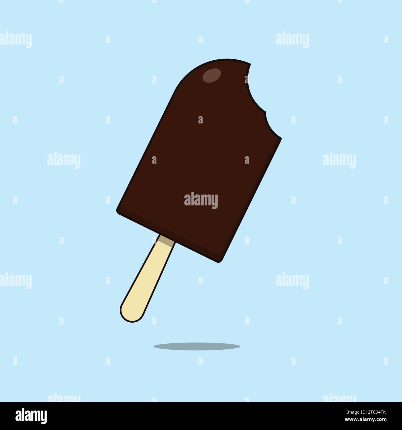 Icona Choco Bar con illustrazione Vector gelato al cioccolato morso Illustrazione Vettoriale