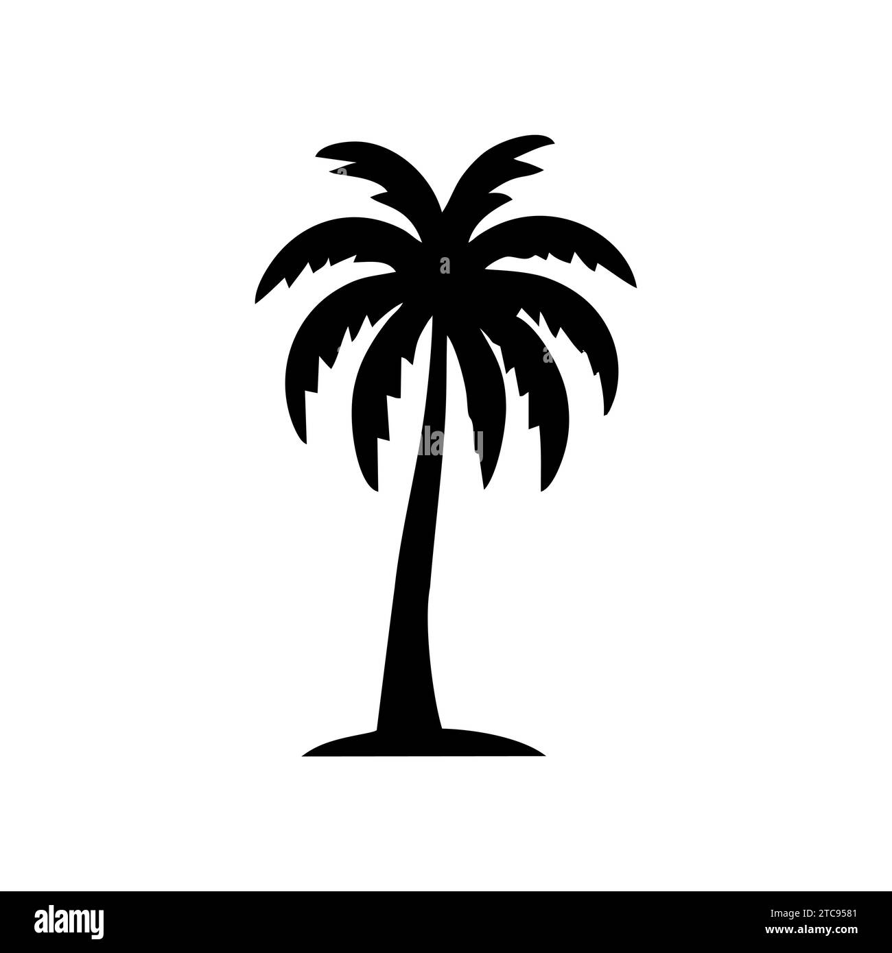 Icona della silhouette della palma. Piante tropicali della giungla nera. Vettore su sfondo bianco Illustrazione Vettoriale