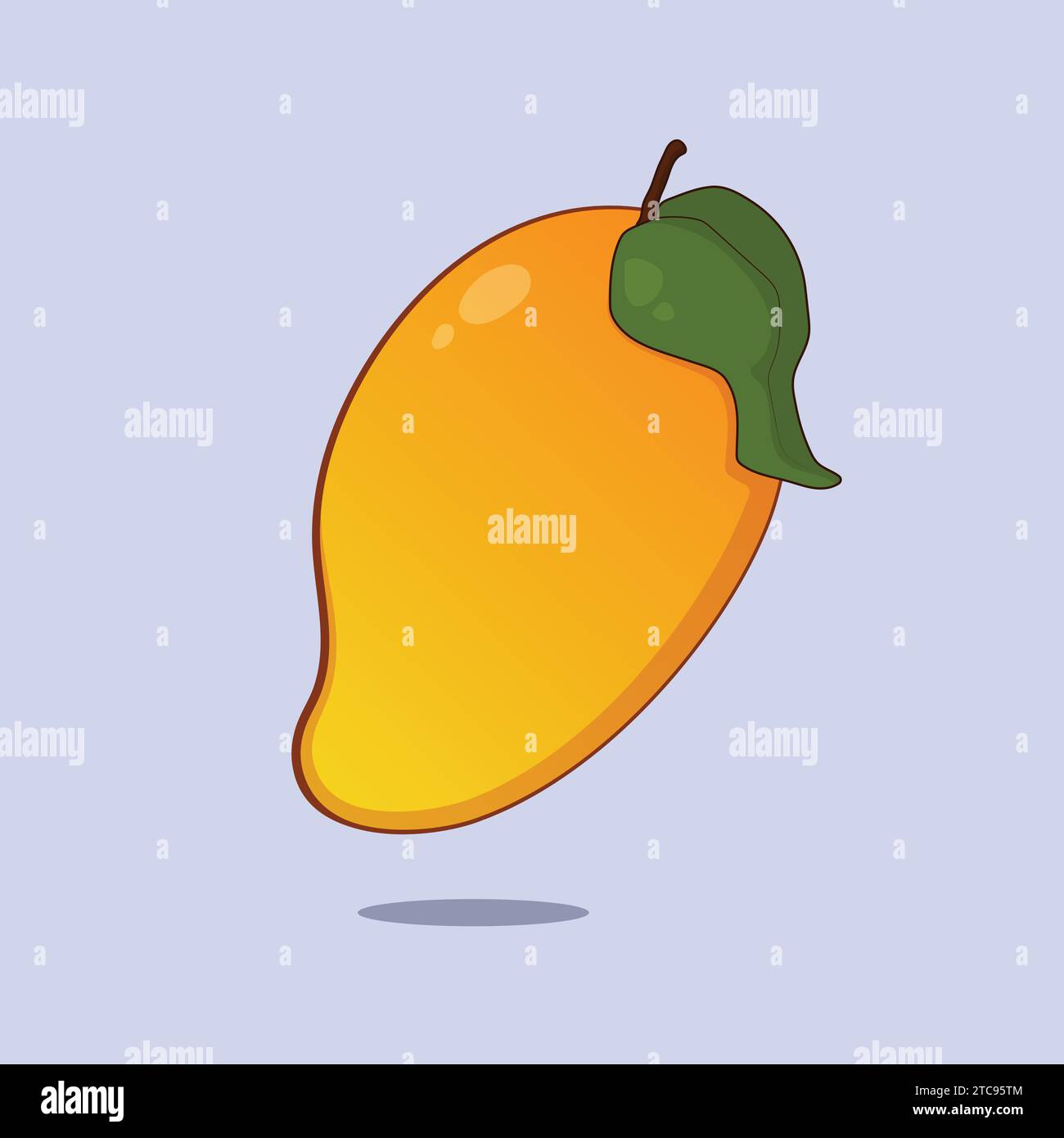 Illustrazione di mango fresco icona di frutta vettoriale mango con foglia Illustrazione Vettoriale