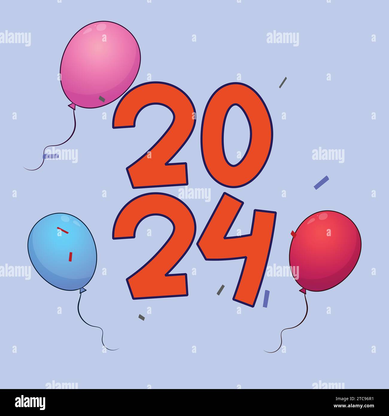 Felice anno nuovo 2024 Celebration Vector Icon Illustration Illustrazione Vettoriale
