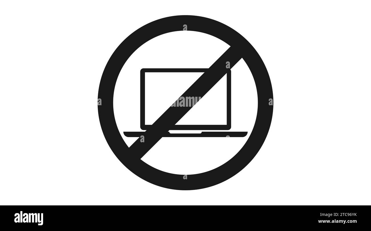 Icona computer portatile non consentito. Illustrazione piatta modificabile isolata dal vettore Illustrazione Vettoriale