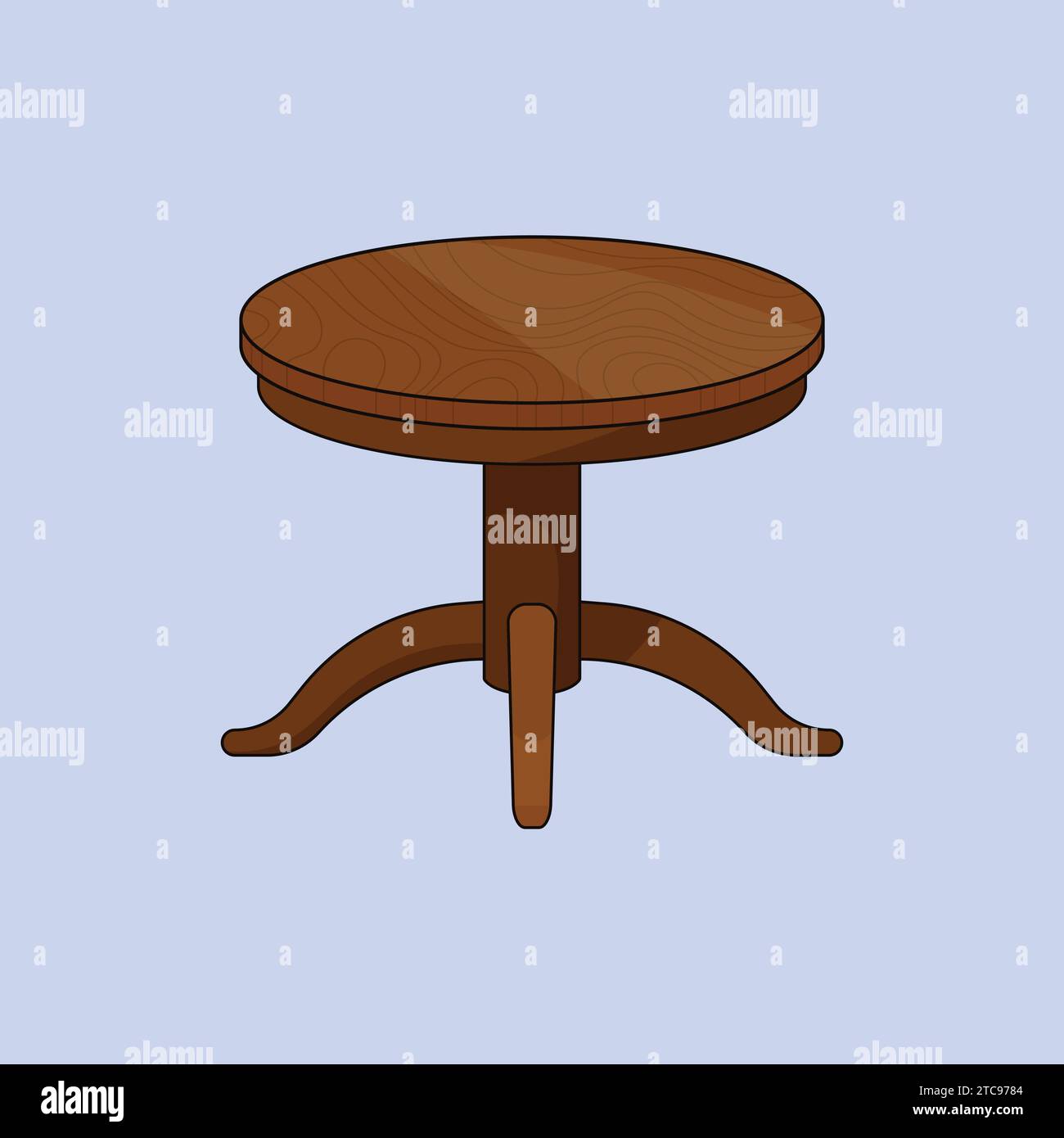Tavola rotonda in legno icona vettoriale mobili vettoriali arredamento Vector Home decor Illustrazione Vettoriale