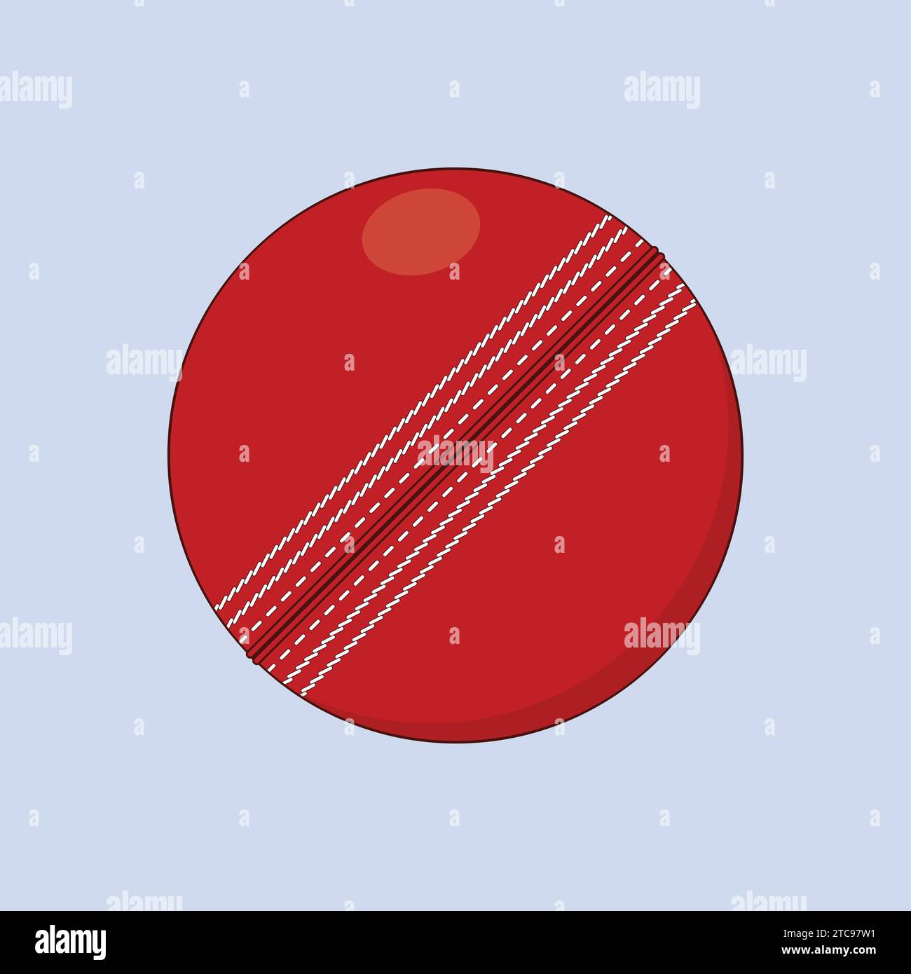 Illustrazione Flat Cricket Ball icona vettoriale Cricket World Cup Ball Illustrazione Vettoriale