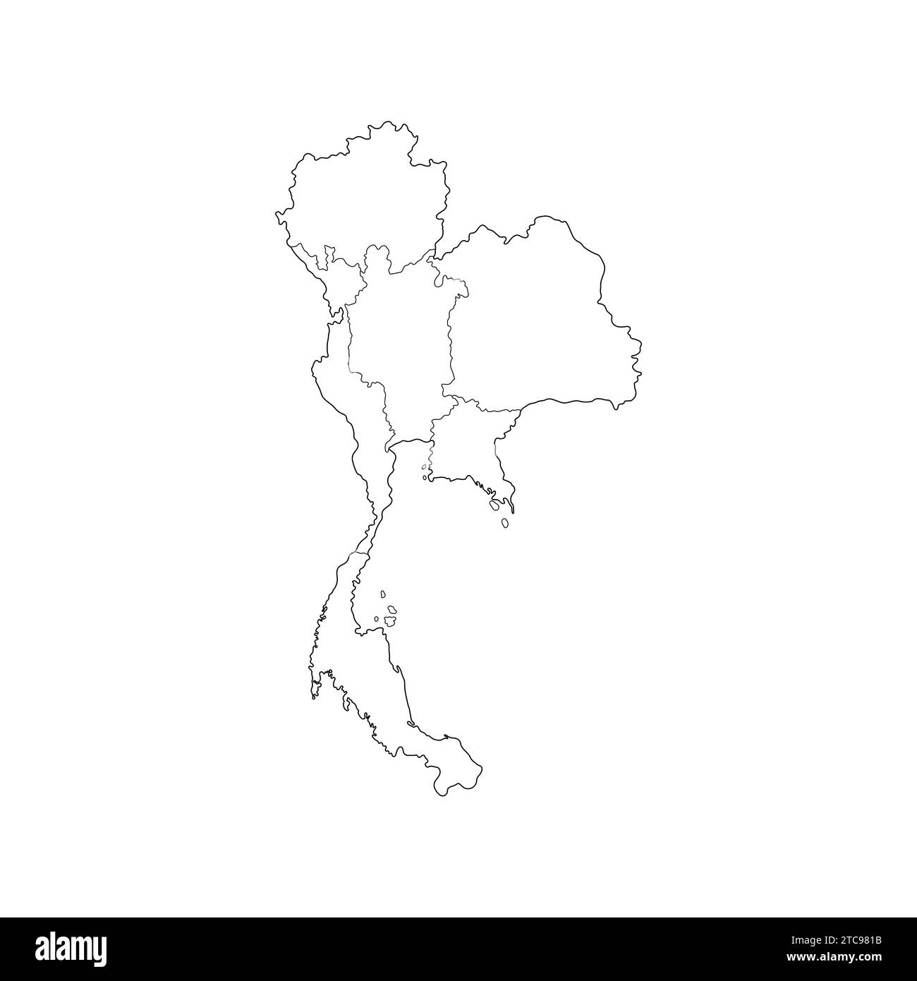 Mappa della linea della Thailandia icona vettoriale illustrazione Mappa Thailandia Illustrazione Vettoriale