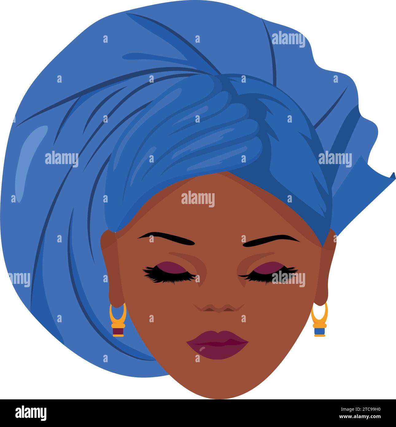 cultura yoruba turbana di gele blue Illustrazione Vettoriale