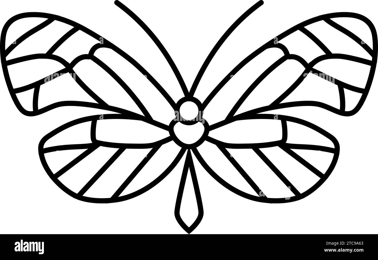 illustrazione vettoriale dell'icona della linea della molla a farfalla del vetro Illustrazione Vettoriale