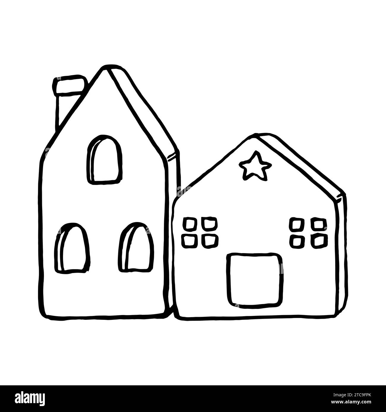 Disegnare un'illustrazione vettoriale di elementi di arredamento. Torcia in ceramica, alloggiamento del candelabro. Un semplice disegno manuale di linee. Contorno nero lineare Illustrazione Vettoriale