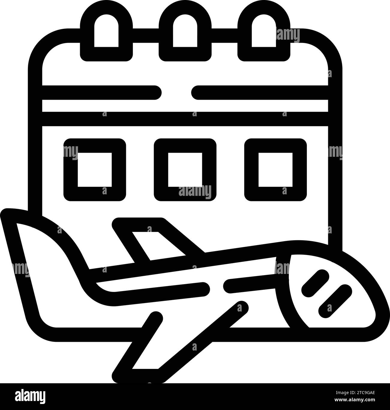 Icona di pianificazione del volo aereo per delineare il vettore. Programma partenze aeroporto. Informazioni sugli arrivi dei voli Illustrazione Vettoriale