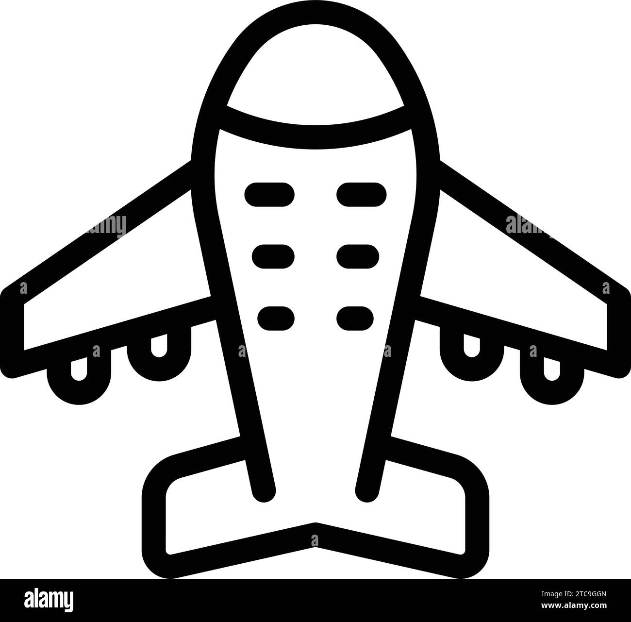 Icona del trasporto aereo per delineare il vettore. Volo aereo in viaggio. Trasporto aereo e aviazione Illustrazione Vettoriale
