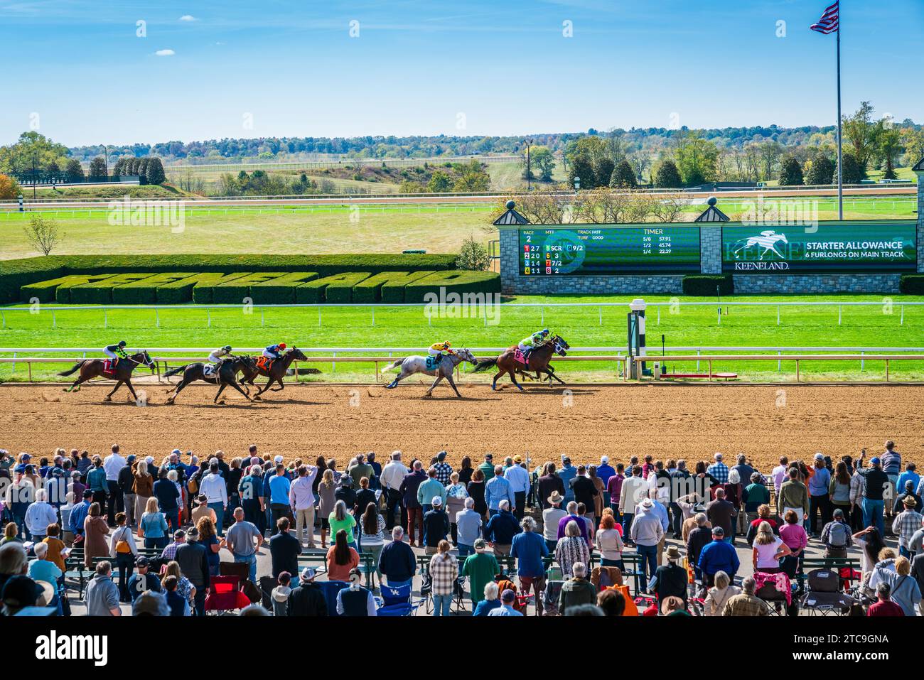 Keeneland, Lexington, Kentucky, 18 ottobre 2023: Evento Keenealand Fall Race Meet, fine di gara 2 Foto Stock