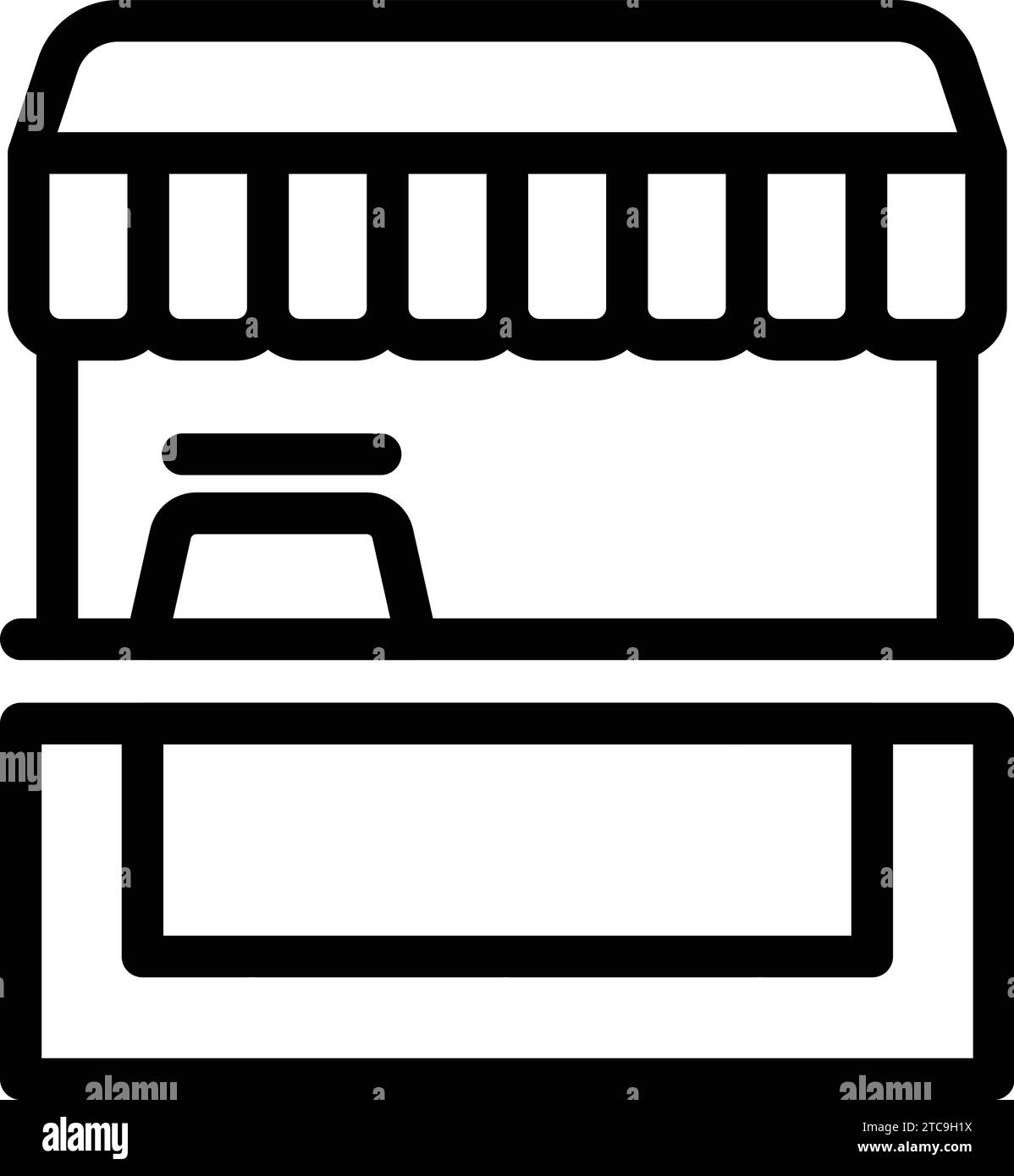 Icona stand boutique che delinea il vettore. Carrello della spesa. Negozio di Street Market Illustrazione Vettoriale